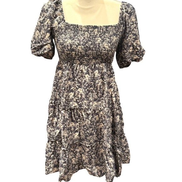 Altar'd State Denim Blue and White Floral Mini Dress Womens Med - Picture 1 of 6